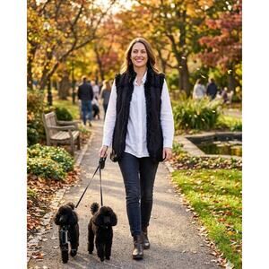 Style & Co Black Faux Fur Vest Hook Closure Soft Winter Layer Women's M